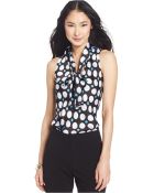 Nine West Sleeveless Tie-Neck Dot Print Blouse - Lyst