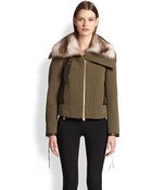 Emilio Pucci Fur-Collar Tweed & Leather Jacket - Lyst