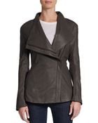 Elie Tahari Constance Draped Leather Jacket - Lyst