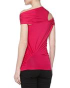 Donna Karan New York Offtheshoulder Ruched Top Shocking - Lyst