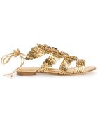 Sergio Rossi Embellished Cut Out Sandals - Lyst