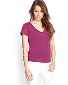 Love 21 Heathered Burnout Jersey Tee - Lyst