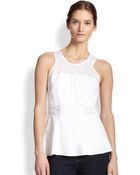 Rebecca Taylor Perforated Paneled Peplum Top - Lyst