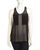 T By Alexander Wang Silk Chiffon Combo Tank - Lyst
