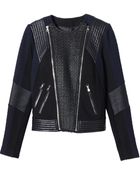 Rebecca Taylor Tweed & Leather Moto Jacket - Lyst