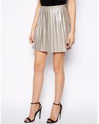 Mango Metallic Pleated Mini Skirt - Lyst