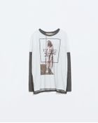 Zara Combined Printed T-Shirt - Lyst
