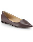 Jimmy Choo Attila Kid Leather Point-Toe Flats - Lyst