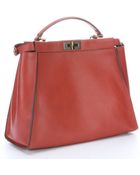 Fendi Terra Di Sienna Leather Convertible Top Handle Bag - Lyst
