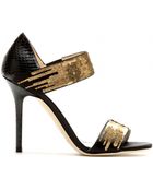 Jimmy Choo Tallow Snakeskin Sandals With Sequins - Lyst
