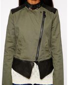 Doma Irregular Jacket With Contrast Leather Sleeves - Lyst