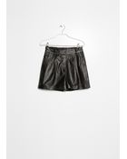 Mango High-Waist Leather Shorts - Lyst