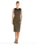 Marc New York Brown And Black Web Lace And Faux Leather Trimmed Midi Dress - Lyst
