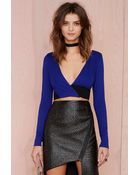 Nasty Gal Jackie Blue Knit Crop Top - Lyst