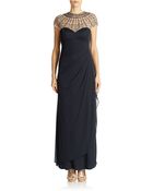 Xscape Cap Sleeve Beaded Gown - Lyst