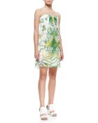 Alice + Olivia Jazz Leaf-Print Strapless Dress - Lyst