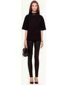 Ralph Lauren Black Label Leather-Trim Jillian Top - Lyst