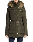 Michael Kors Cinch Waist Quilted Coat - Lyst