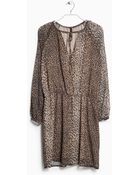 Mango Leopard Print Dress - Lyst