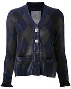 Sacai Argyle Cardigan - Lyst