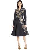 Oscar de la Renta Long-Sleeve Paillette & Lame Embroidered Coat - Lyst