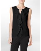 Calvin Klein Hardware Detail Ruffled Sleeveless Top - Lyst