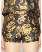 Pixie Market Floral Black Leather Shorts - Lyst