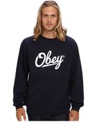 Obey Jordaan Script Basic Crew Neck Fleece - Lyst
