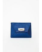 Missguided Textured Snake Envelope Box Clutch Blue - Lyst