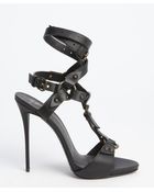 Giuseppe Zanotti Black Leather Strappy Buckle Detail Sandals - Lyst