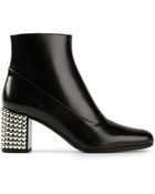 Saint Laurent Studded Heel Ankle Boots - Lyst