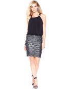 Guess Metallic Fringed Blouson Dress - Lyst