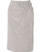 Band Of Outsiders Gathered Striped Silk Crepe De Chine Skirt - Lyst