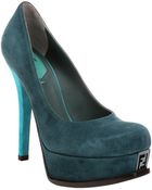 Fendi Ocean Lake And Fiji Suede Ff Platform Pumps - Lyst