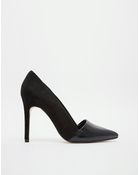 Dune Analise Black Suede Leather Toe Cap Heeled Pumps - Lyst