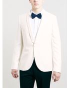 Topman Premium Off White Skinny Fit Shawl Blazer - Lyst