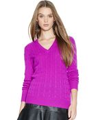 Polo Ralph Lauren Cabled Cashmere V-Neck Sweater - Lyst