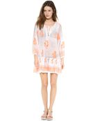 Juliet Dunn Gypsy Frill Dress Whiteneon Orange - Lyst