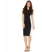 Lauren by Ralph Lauren Petite Two Toned Jersey Dress - Lyst