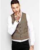 Asos Slim Fit Waistcoat In Tweed - Lyst