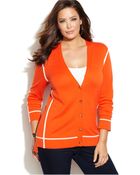 Michael Kors Michael Plus Size Colorblocked Cardigan - Lyst