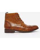 Asos Brogue Boots In Leather With Shearling Look Lining - Lyst