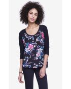 Express Mixed Fabric Henley Tee - Lyst