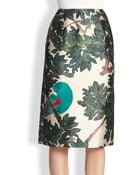 Oscar de la Renta Embroidered Mikado Pencil Skirt - Lyst