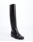 Lanvin Black Leather Screw Head Detail Riding Boots - Lyst