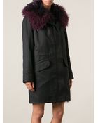 Yves Salomon Lamb Fur Trimmed Coat - Lyst