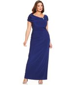 Xscape Plus Size Embellished Portrait-Collar Gown - Lyst