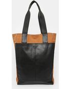 Asos Leather And Canvas Tote Bag - Lyst