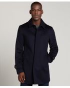 Canali Navy Wool Three Quarter Overcoat - Lyst