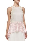 3.1 Phillip Lim Tank With Floral Lace Straps - Lyst